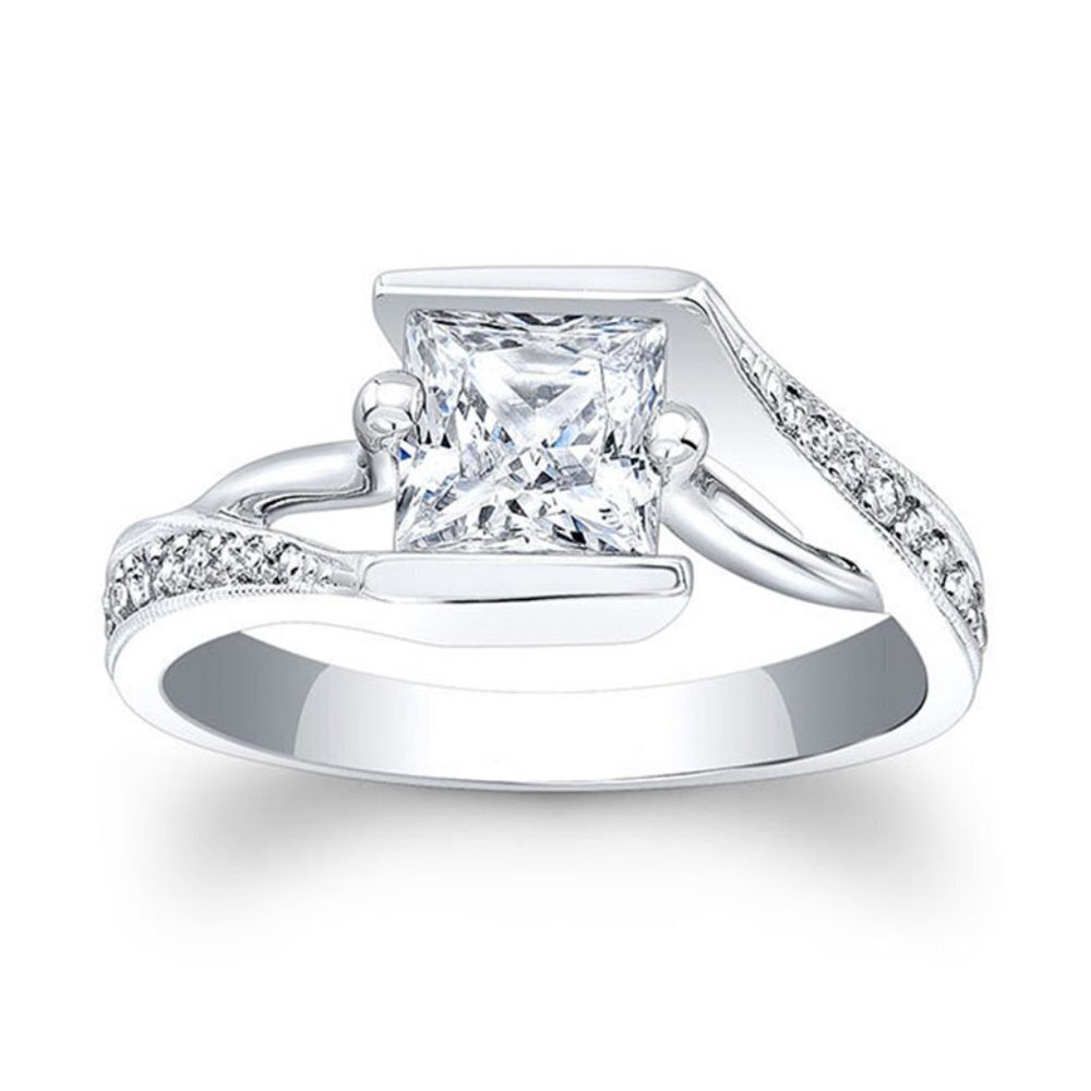 Twisted Dainty Pure Princess Cut Gemstone CZ Rings for Women, EVGG1535